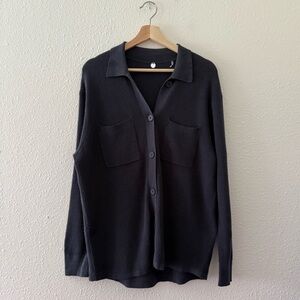 Margaret O’Leary waffle knit button down top